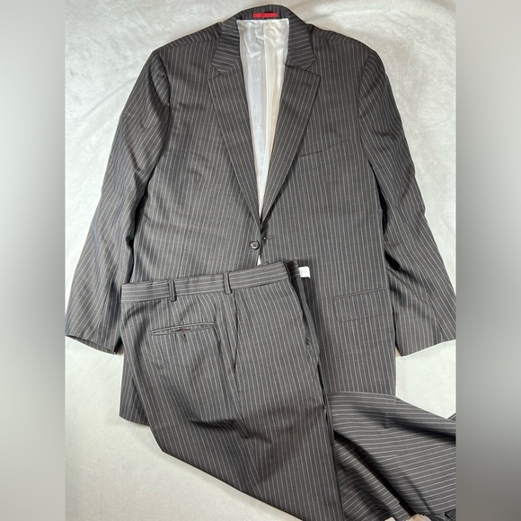 Isaia 46R 36W Super 120’s Black Estate Stripe Lana Wool 2 Vent Surgeon Cuff Suit - Picture 1 of 14